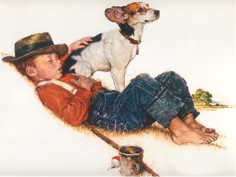 Animal Friends - Norman Rockwell Boy and Dog